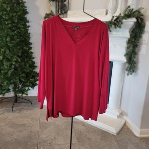 Eileen Fisher size XL Wine Red V neck Top